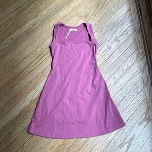 QINSEN pink Square Neck Bodice Dress Sleeveless mini athletic tank dress 6